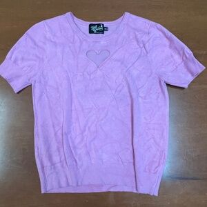 Hell Bunny Pink Crop Sweater with Heart Mesh Detail